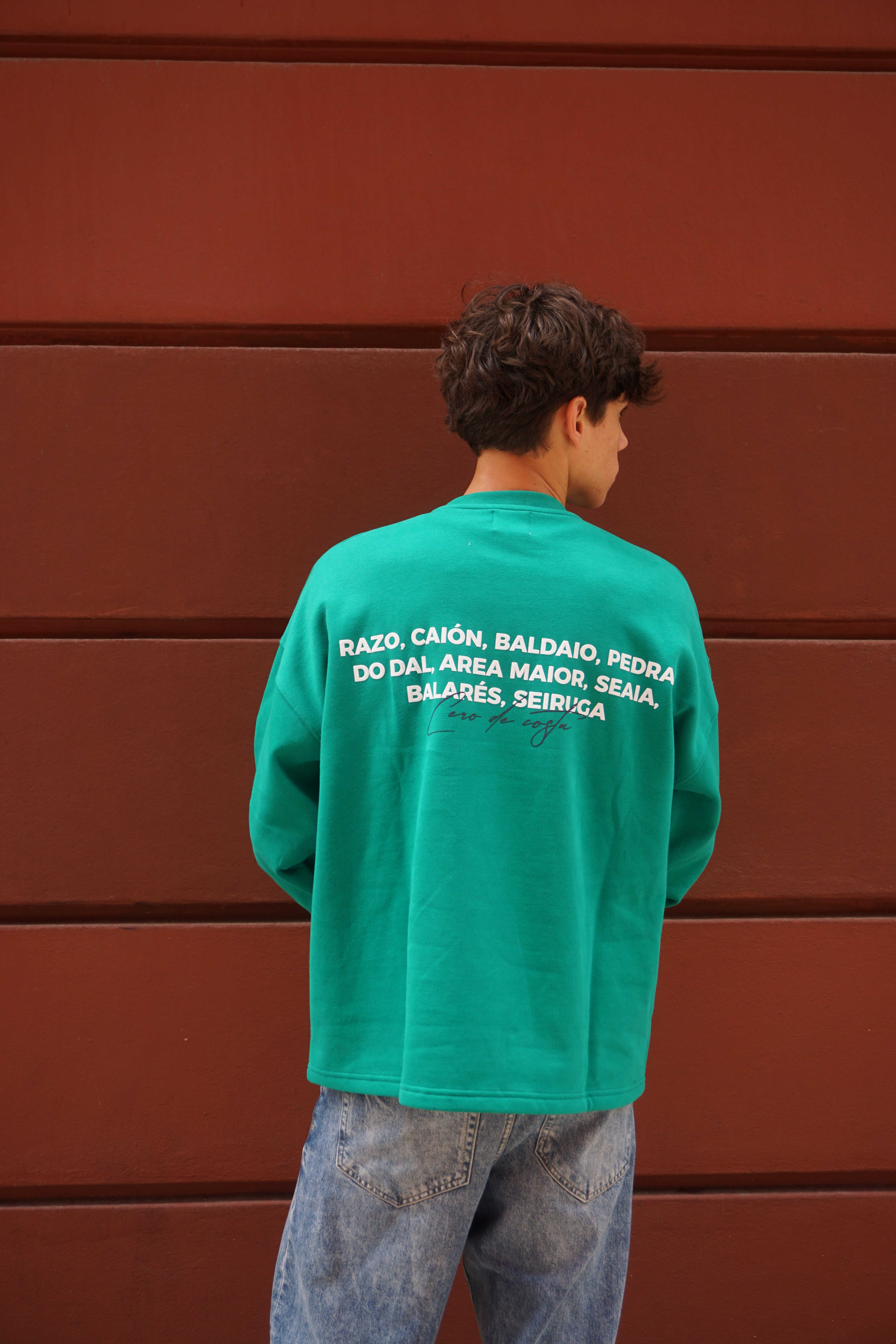 SUDADERA VERDE/CREMA "CERO DE COSTA" PLAYAS RAZO SIN CENEFA